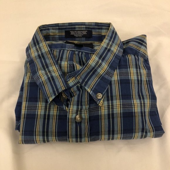 Hunt Club Size Large XL Cotton Plaid Button Up Shirt Short Sleeve Collared - Picture 9 of 9